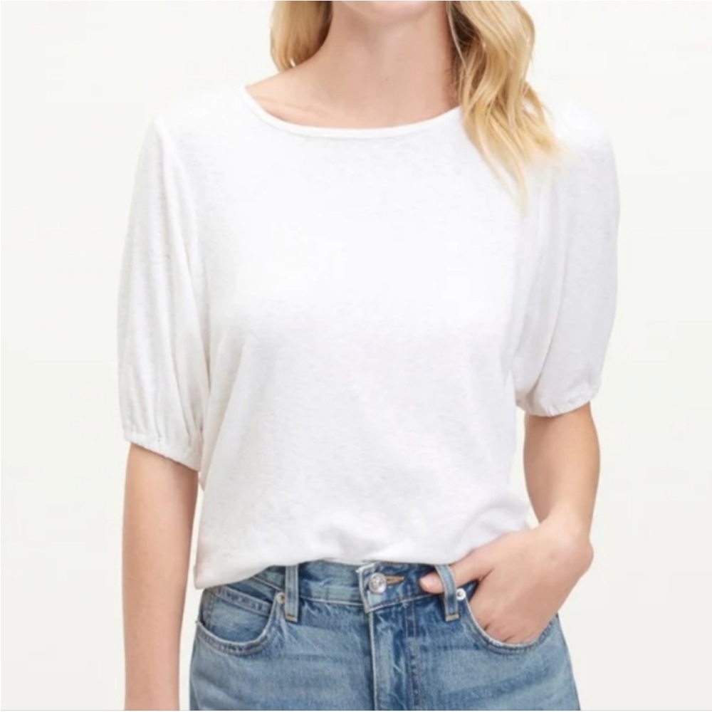 Splendid Knit Cotton Blend Women's Top Tee Tshirt T-Shirt Puff Sleeves